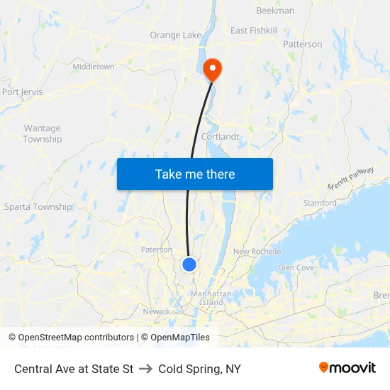 Central Ave at State St to Cold Spring, NY map