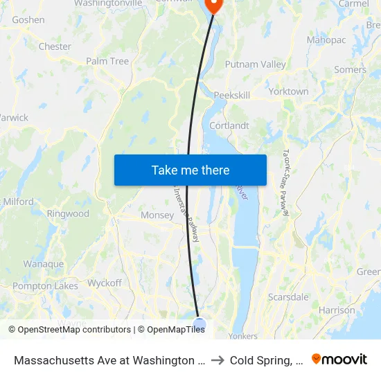 Massachusetts Ave at Washington Ave to Cold Spring, NY map