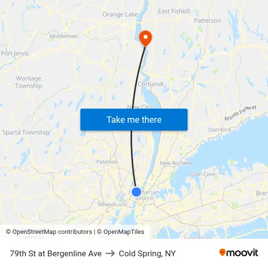 79th St at Bergenline Ave to Cold Spring, NY map