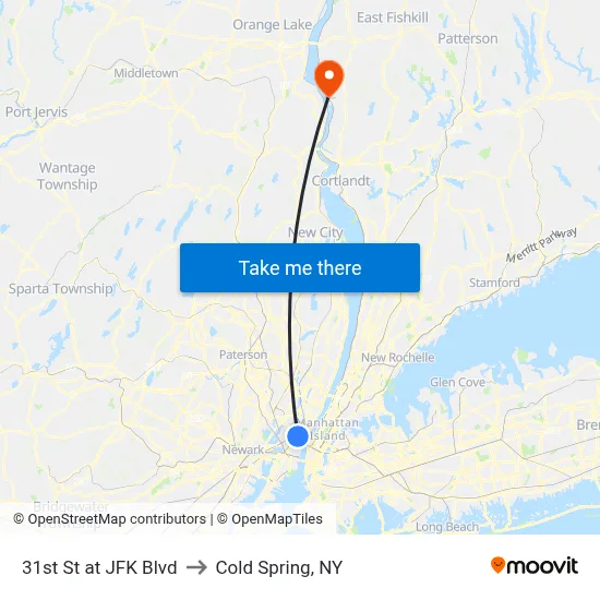 31st St at JFK Blvd to Cold Spring, NY map