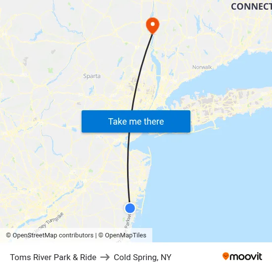 Toms River Park & Ride to Cold Spring, NY map