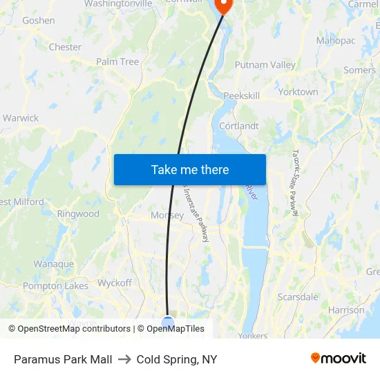 Paramus Park Mall to Cold Spring, NY map