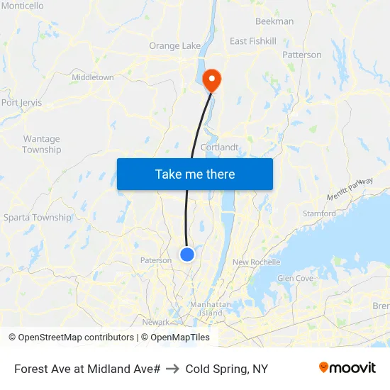 Forest Ave at Midland Ave# to Cold Spring, NY map