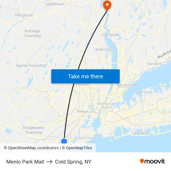 Menlo Park Mall to Cold Spring, NY map