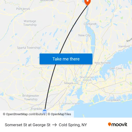 Somerset St at George St to Cold Spring, NY map