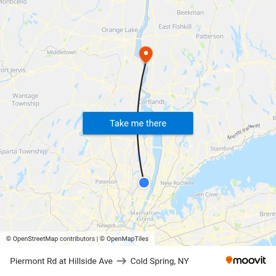 Piermont Rd at Hillside Ave to Cold Spring, NY map