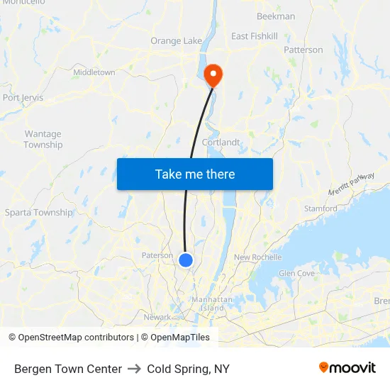 Bergen Town Center to Cold Spring, NY map