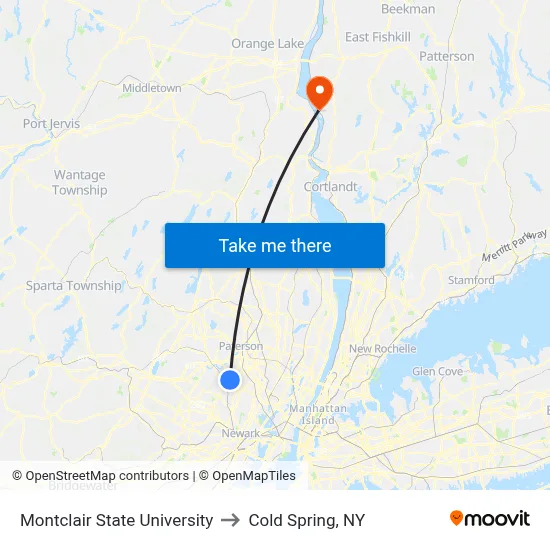 Montclair State University to Cold Spring, NY map