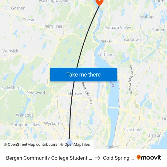 Bergen Community College Student Center to Cold Spring, NY map