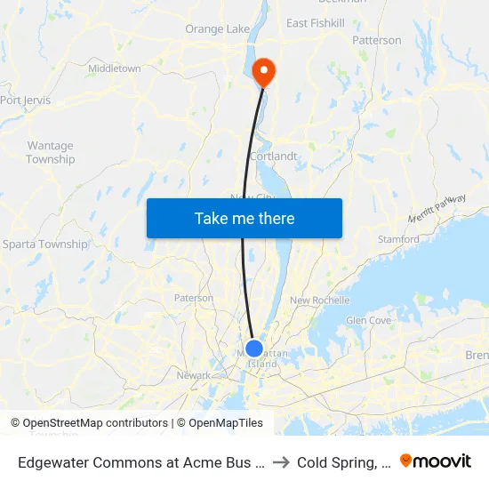 Edgewater Commons at Acme Bus Stop to Cold Spring, NY map