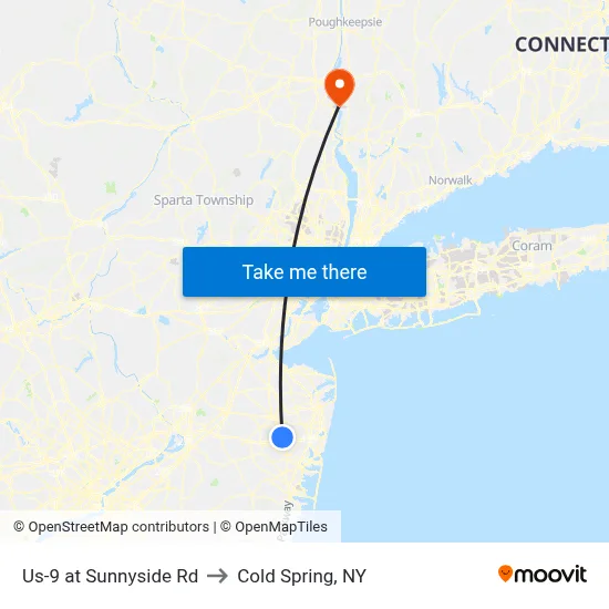 Us-9 at Sunnyside Rd to Cold Spring, NY map