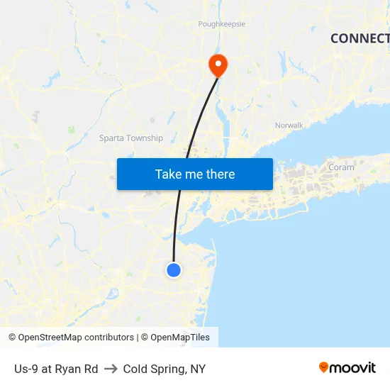 Us-9 at Ryan Rd to Cold Spring, NY map
