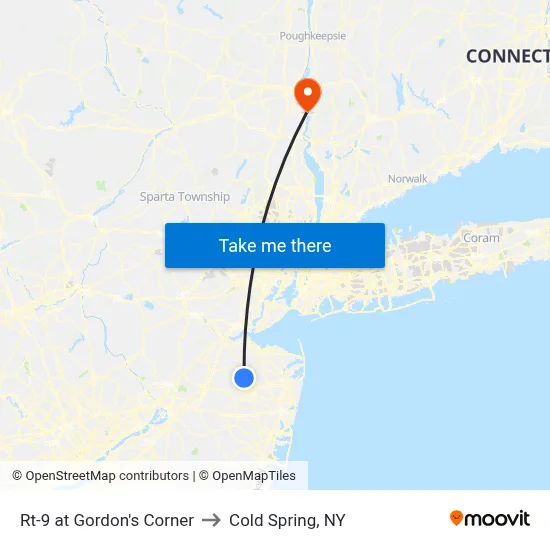 Rt-9 at Gordon's Corner to Cold Spring, NY map