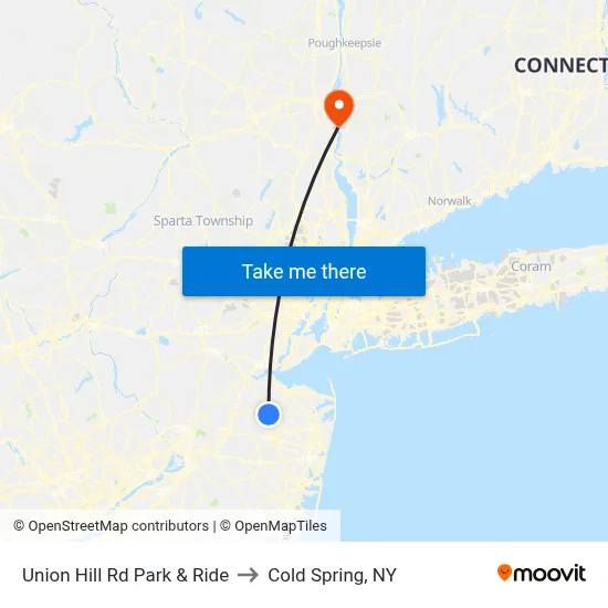 Union Hill Rd Park & Ride to Cold Spring, NY map