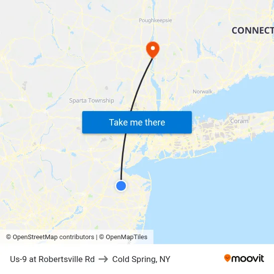 Us-9 at Robertsville Rd to Cold Spring, NY map