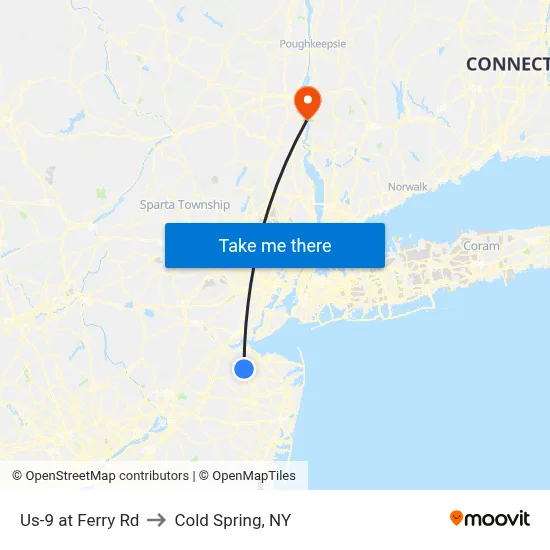 Us-9 at Ferry Rd to Cold Spring, NY map