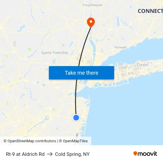 Rt-9 at Aldrich Rd to Cold Spring, NY map
