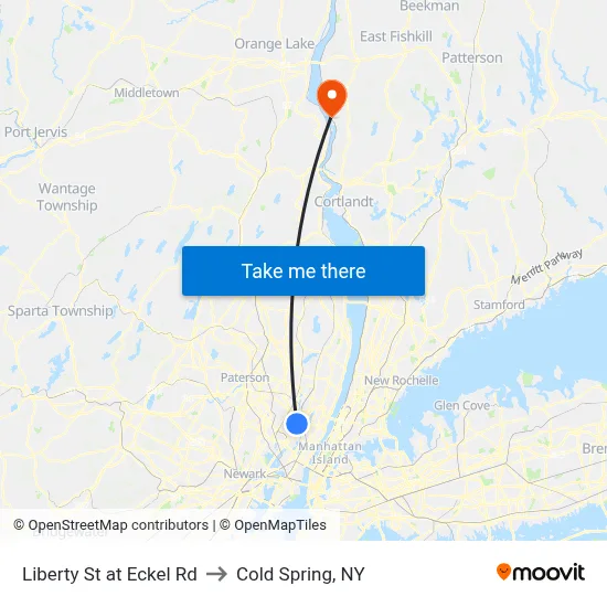 Liberty St at Eckel Rd to Cold Spring, NY map