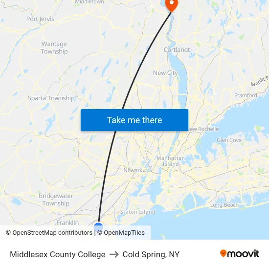 Middlesex County College to Cold Spring, NY map
