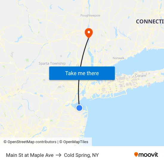 Main St at Maple Ave to Cold Spring, NY map