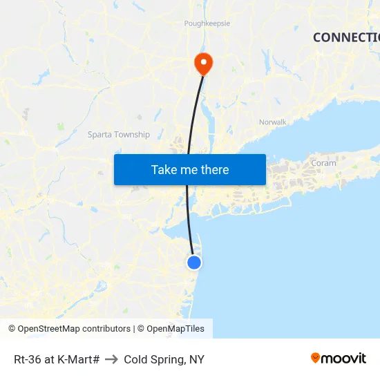 Rt-36 at K-Mart# to Cold Spring, NY map