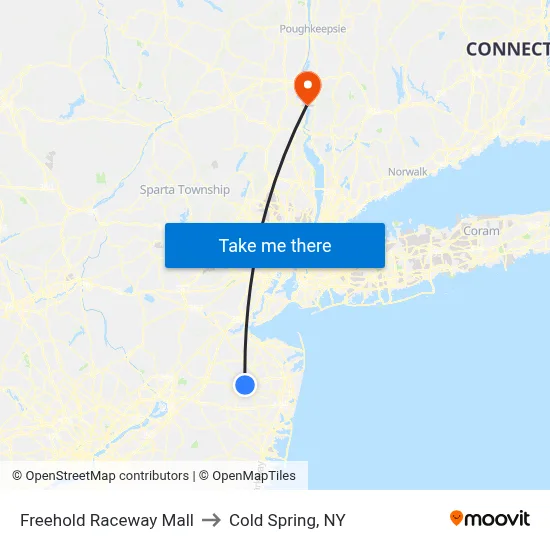 Freehold Raceway Mall to Cold Spring, NY map