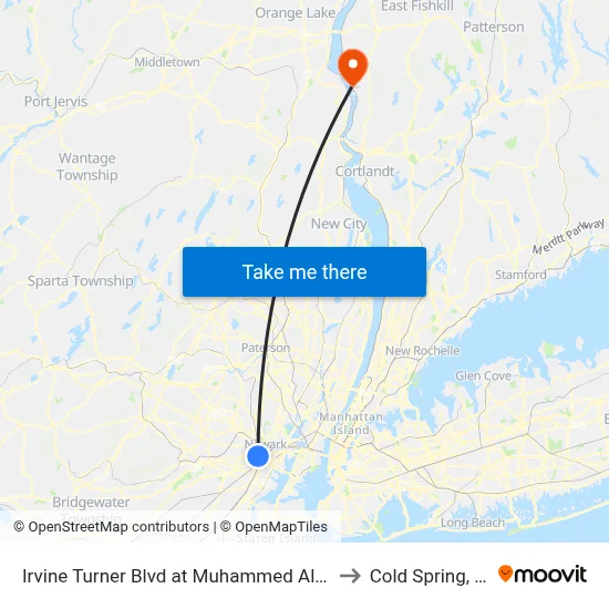 Irvine Turner Blvd at Muhammed Ali Ave to Cold Spring, NY map