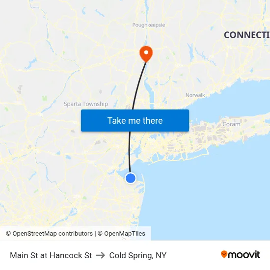 Main St at Hancock St to Cold Spring, NY map