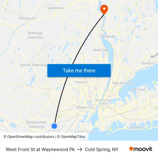 West Front St at Waynewood Pk to Cold Spring, NY map