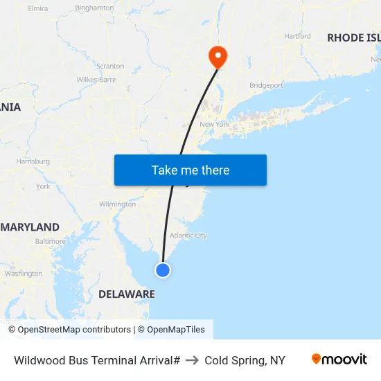 Wildwood Bus Terminal Arrival# to Cold Spring, NY map