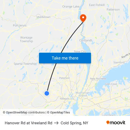 Hanover Rd at Vreeland Rd to Cold Spring, NY map