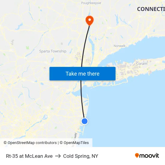 Rt-35 at McLean Ave to Cold Spring, NY map