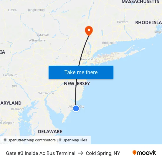 Gate #3 Inside  Ac Bus Terminal to Cold Spring, NY map