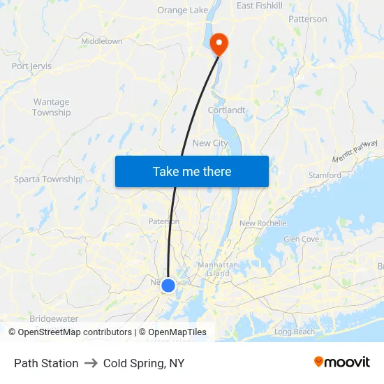 Path Station to Cold Spring, NY map
