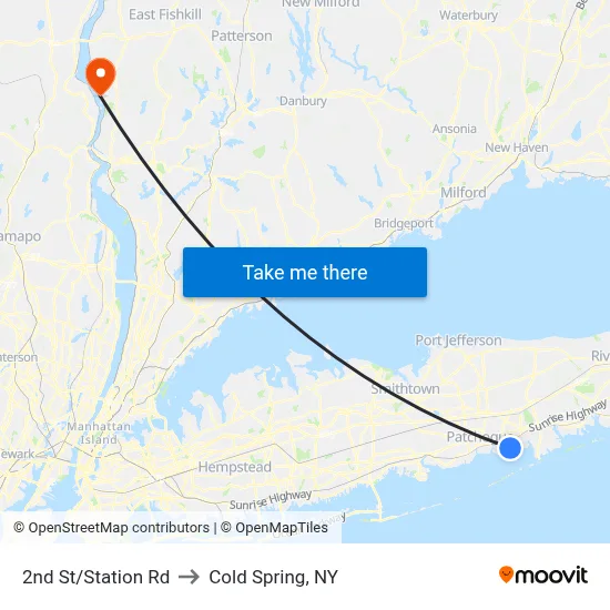 2nd St/Station Rd to Cold Spring, NY map