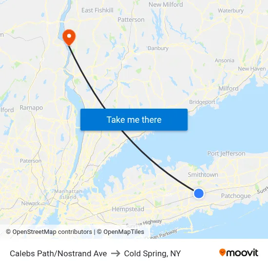 Calebs Path/Nostrand Ave to Cold Spring, NY map