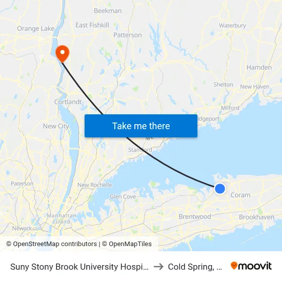 Suny Stony Brook University Hospital to Cold Spring, NY map