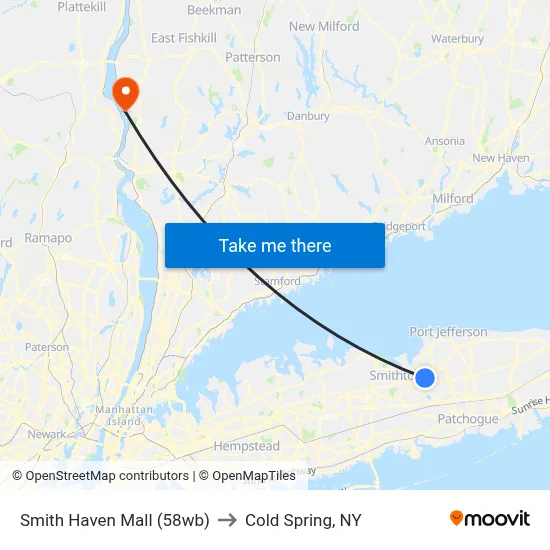 Smith Haven Mall (58wb) to Cold Spring, NY map