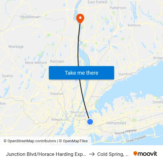 Junction Blvd/Horace Harding Expwy to Cold Spring, NY map
