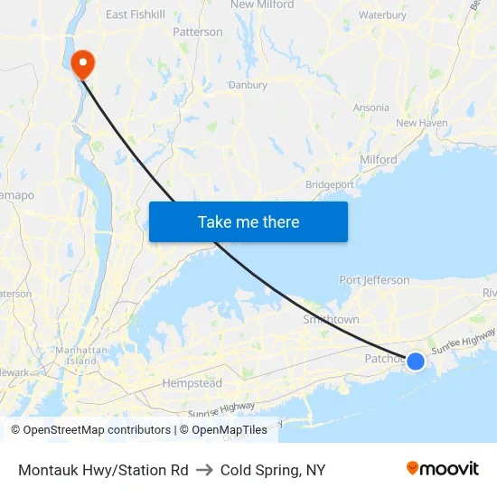 Montauk Hwy/Station Rd to Cold Spring, NY map