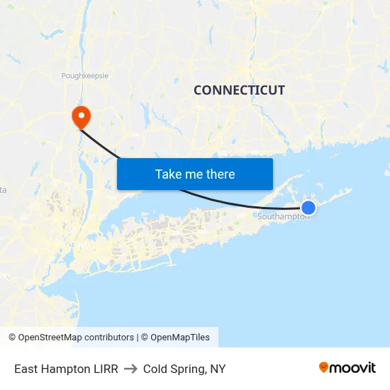 East Hampton LIRR to Cold Spring, NY map