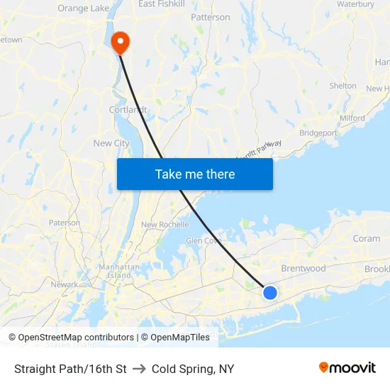 Straight Path/16th St to Cold Spring, NY map