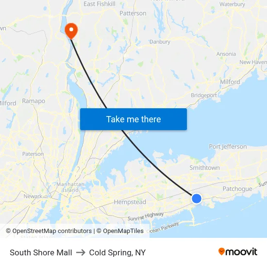 South Shore Mall to Cold Spring, NY map