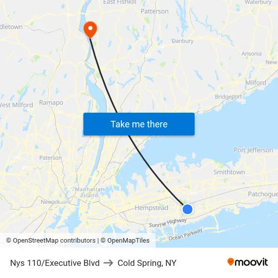 Nys 110/Executive Blvd to Cold Spring, NY map