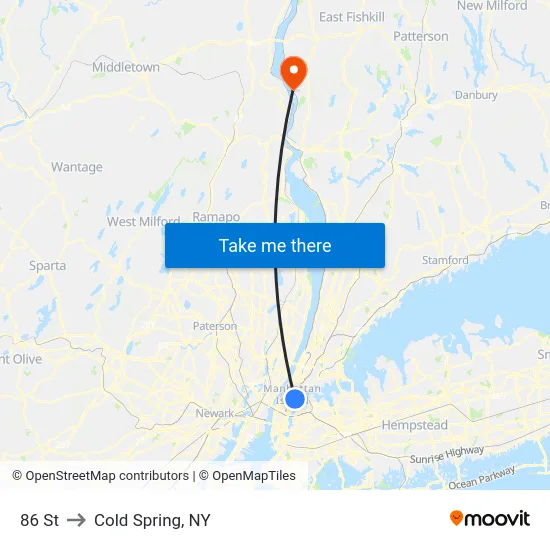 86 St to Cold Spring, NY map
