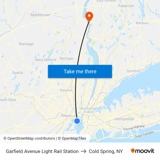 Garfield Avenue Light Rail Station to Cold Spring, NY map