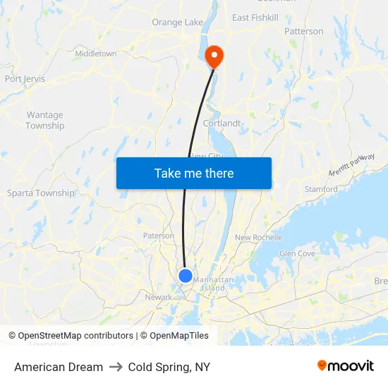American Dream to Cold Spring, NY map