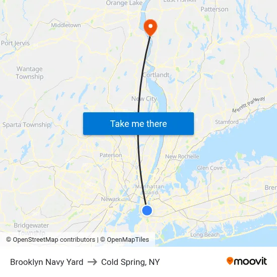 Brooklyn Navy Yard to Cold Spring, NY map
