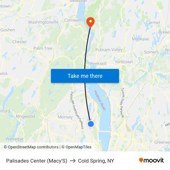 Palisades Center (Macy'S) to Cold Spring, NY map