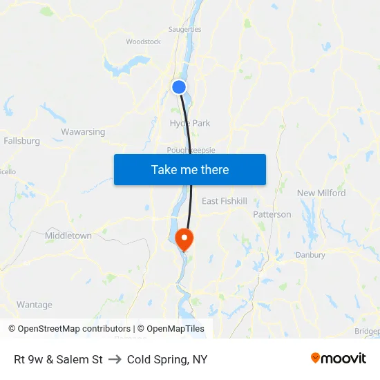 Rt 9w & Salem St to Cold Spring, NY map